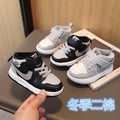 Kids sneakers for boys and girls mid-top shadow gray sneakers winter second cotton shoes for men and women baby shoes soft bottom toddler shoes