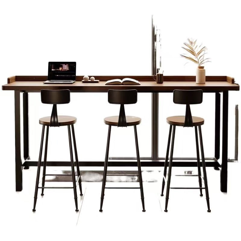 Balcony for home bar table casual solid wood window bench high and low feet bench bar table chair wall narrow table