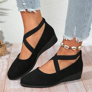 European and american plus size spring new round toe wedge heel slip-on loafers women's wholesale - casual sneakers