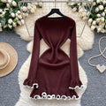 Premium inner layer autumn/winter sweater dress -  new sexy slimming ruffle long sleeve knitted dress