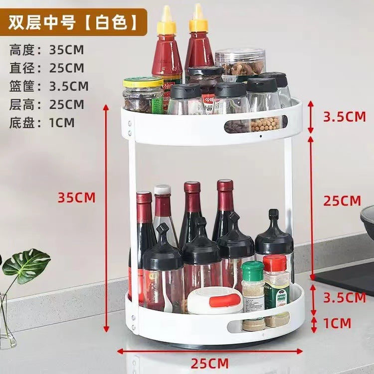 New kitchen storage rack - desktop rotating organizer, round spice rack, adjustable kitchen storage shelf