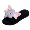 Plus size women's slippers for export, spring/summer 2024 new collection: elephant-themed chunky platform wedge slides, cartoon casual flip-flops