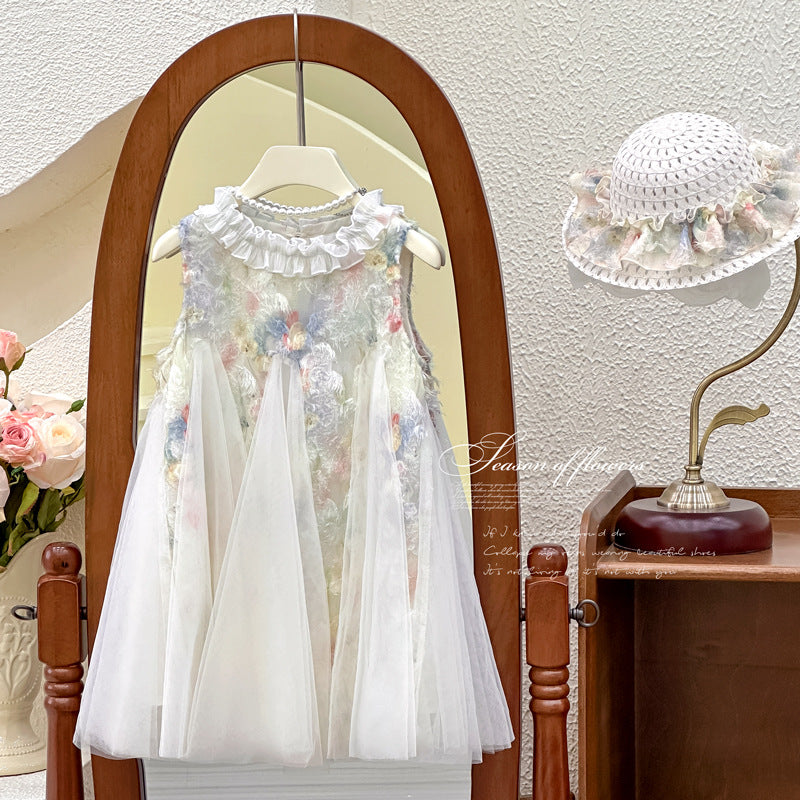 【clearance】girls' summer dress - stylish mesh tank dress, princess dress for little girls, birthday & first birthday outfit