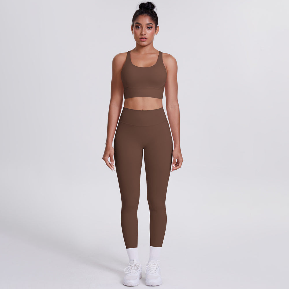 new brushed tight yoga wear cross-back sports bra suit cloud-like quick-drying running fitness wear