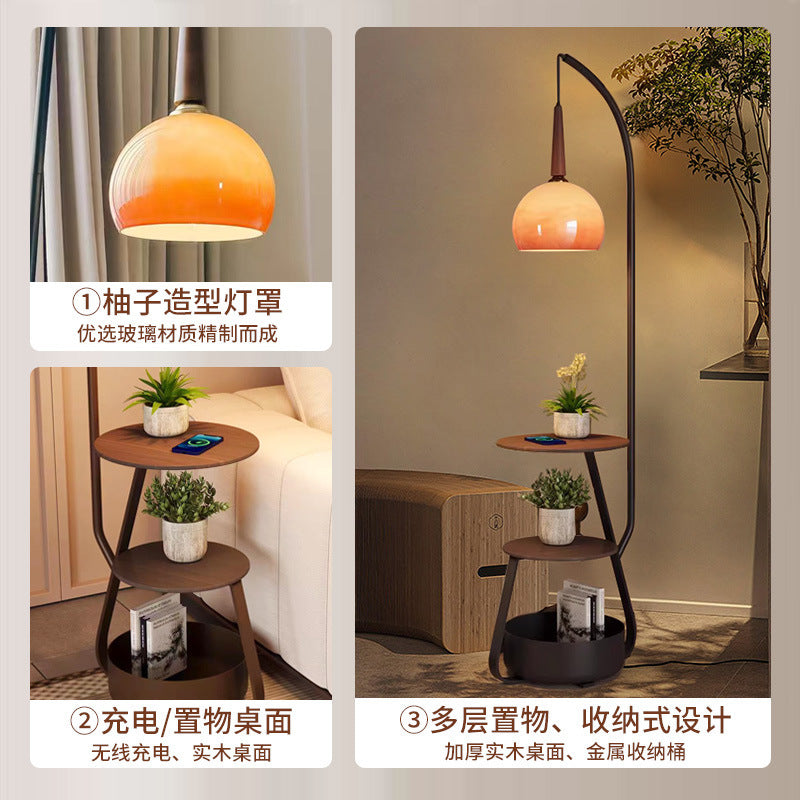 2025 new arrival: all-in-one storage floor lamp - grapefruit style - perfect for living room, sofa side, ambient lighting, coffee table, and fishing lamps