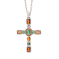 【titanium steel】cross-border fashionable colorful zircon cross necklace for women - high-end, light luxury sweater chain jewelry