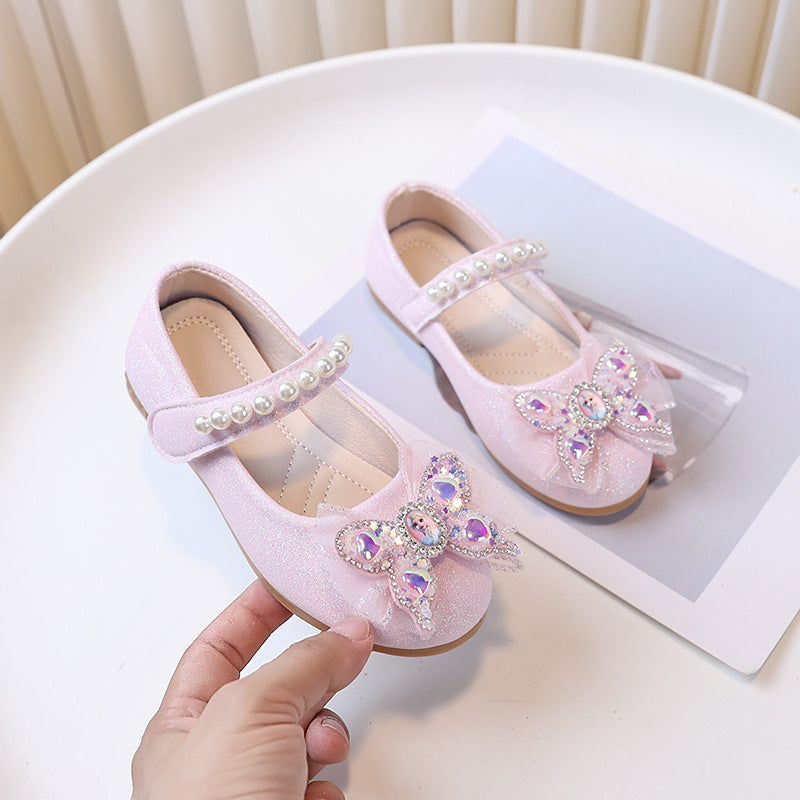 Girls' leather shoes - princess style - new spring/autumn  collection - soft sole performance shoes for little girls - non-slip flats for babies