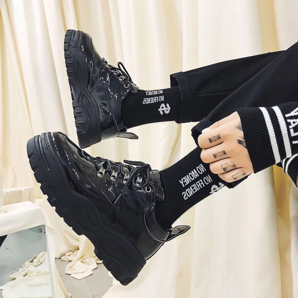 Spring/summer new men's leather shoes - versatile korean style, british fashion, trendy men's business casual shoes with hidden wedge heel and lace-up closure
