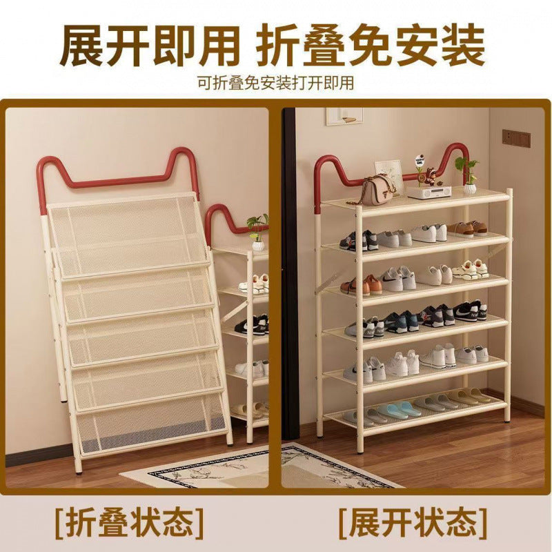 Installation-free foldable narrow shoe cabinet cute foldable narrow shoe cabinet storage rack shoe rack multi-layer for home door storage