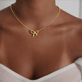 Princess on the run tweed stylebows ball beads titanium steel necklace women's fashioneasiest for matchaccessible luxuryclassy women's neck accessories