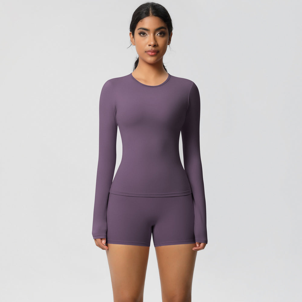 new arrival: seamless, barely-there long-sleeve t-shirt yoga set - quick-dry, breathable, outdoor running & fitness apparel
