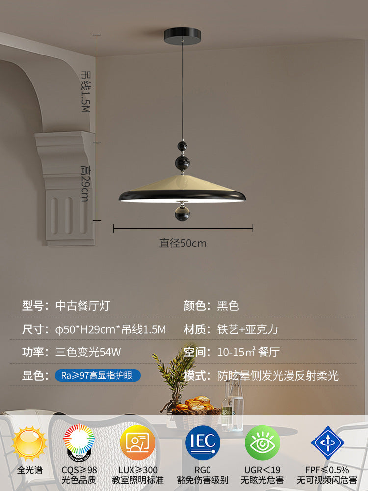 Creative personality antique rocker restaurant chandelier walnut color island chandelier full spectrum LED wrought iron chandelier