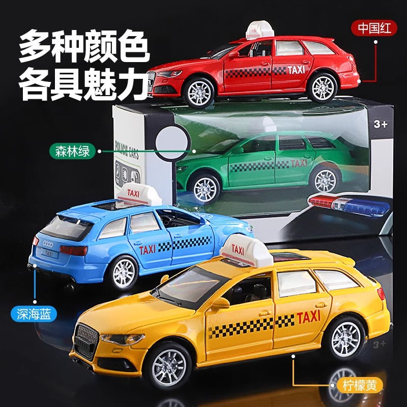 Large alloy taxi kids toy - realistic taxi car model with opening doors - ride-hailing vehicle toy for boys