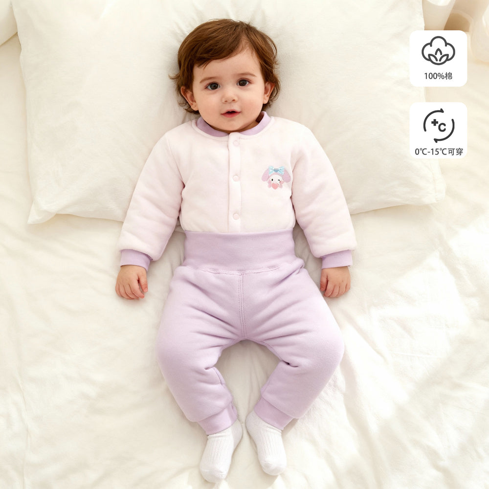 200g fall/winter new arrival: handmade cotton baby outfit - high-waisted two-piece set for boys and girls, perfect for outdoor wear
