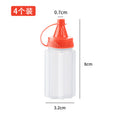 Four-piece seasoning set: transparent sauce dispenser bottles for outdoor bbq, kitchen spice jars, and condiment containers