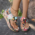 plus size women's herringbone sandals  new style ethnic style embroidered flower back strap wedge sandals for women wholesale