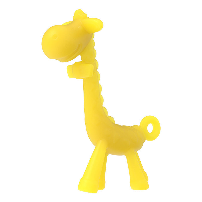 English suction card packaging baby giraffe molar stick liquid silicone toothpaste food grade baby anti-eating hand biting glue