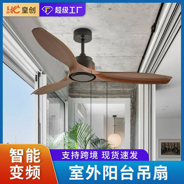 Outdoor gazebo sun room variable frequency ceiling fan, waterproof no light fan LED intelligent remote control variable frequency ceiling fan wholesale
