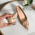 Metal v buckle patent leather nude flatsflats socialite style petites hidden heelflatsplus size women's shoes