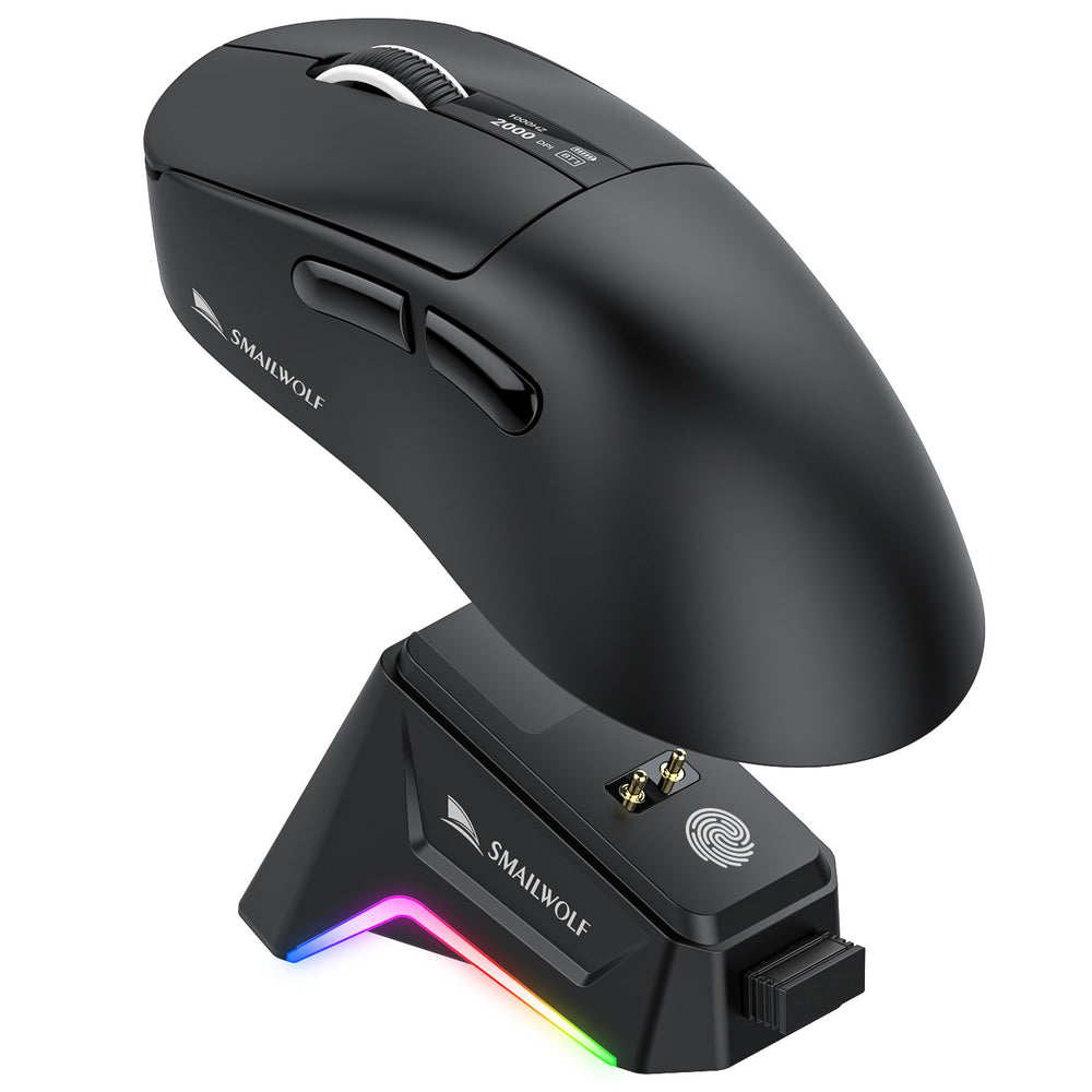 Smilewolf m6 tri-mode wireless bluetooth mouse - lightweight paw3311 gaming mouse with rgb charging dock