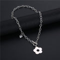Titanium steel texture flower pendant female trendy casual disco high-end texture clavicle chain necklace sweater chain necklace