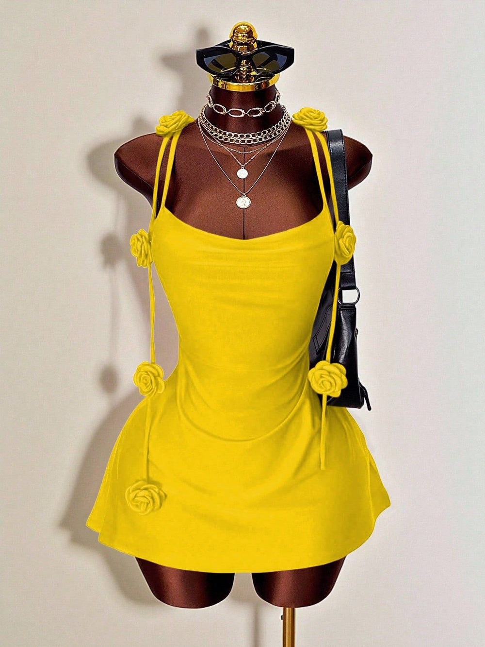 spring/summer knitted dress evening gown european and american style 3d floral suspender dress - small batch customization available