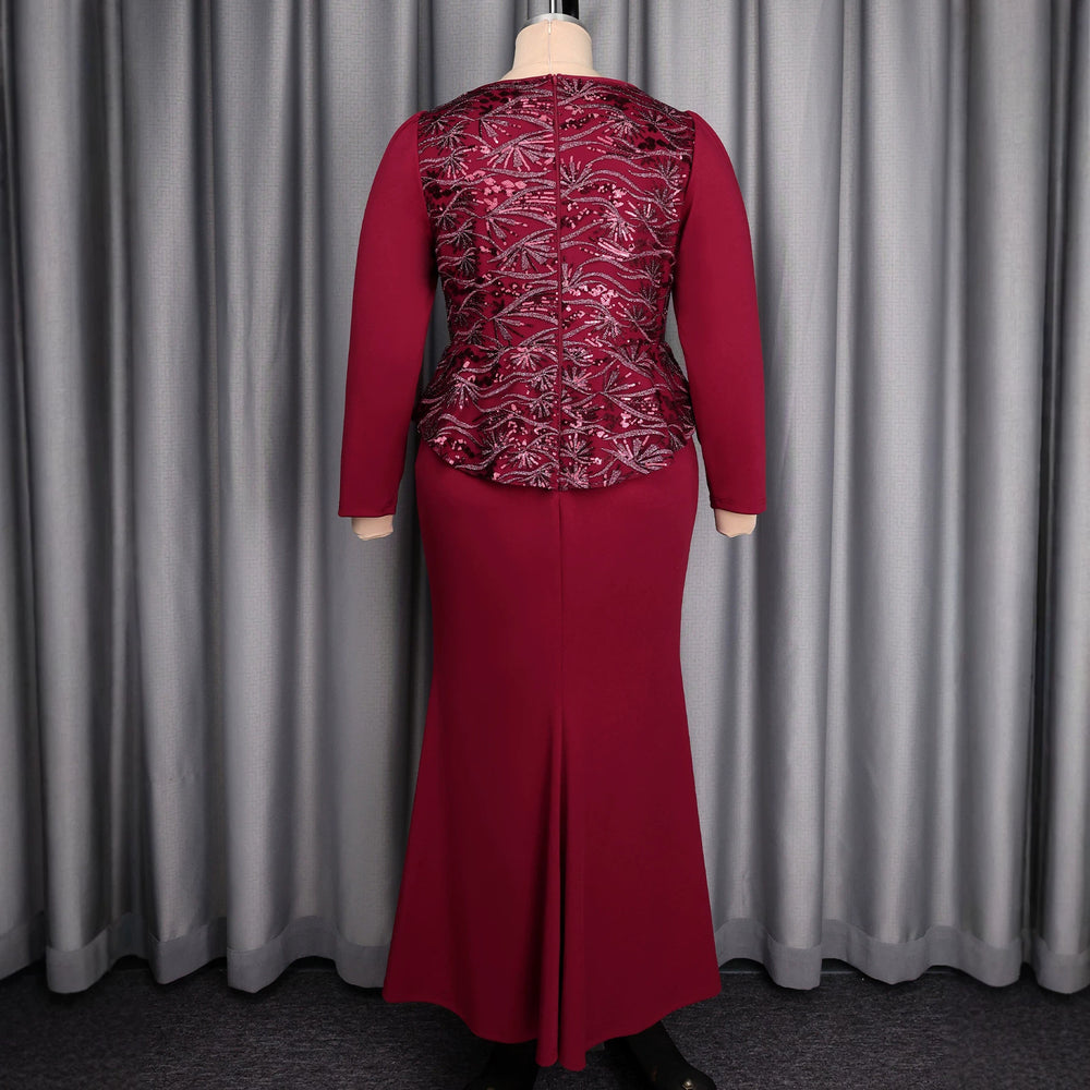 Autumn new arrival: sequin & beaded party dress - 3d floral, slim-fit, patchwork long sleeve, elegant banquet gown