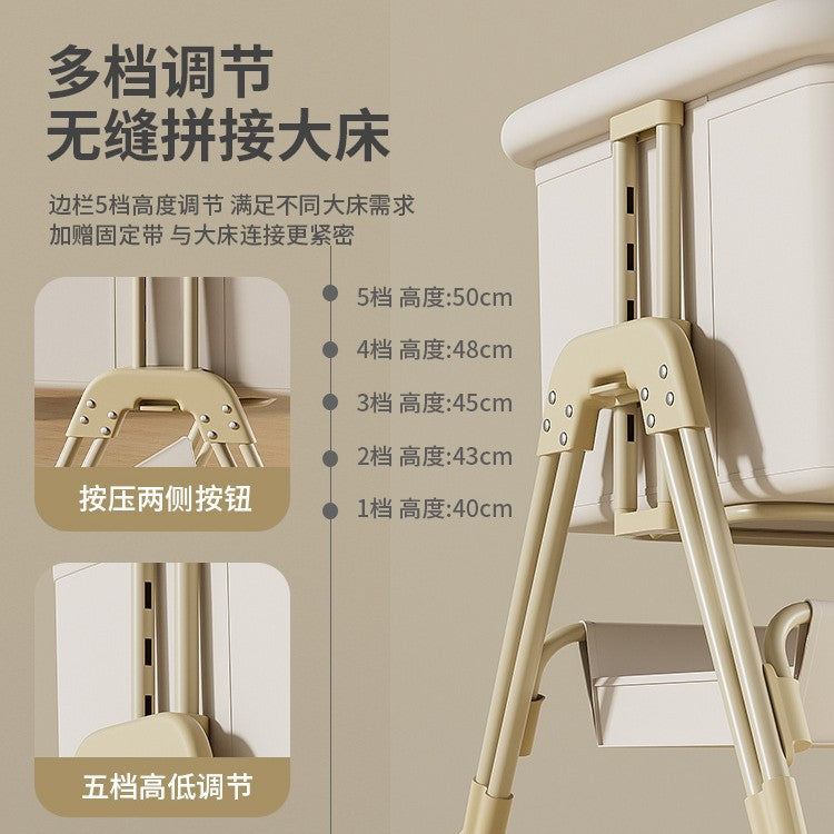 Baby crib: portable, foldable, multi-functional, adjustable height, seamless splicing, newborn-sized bassinet