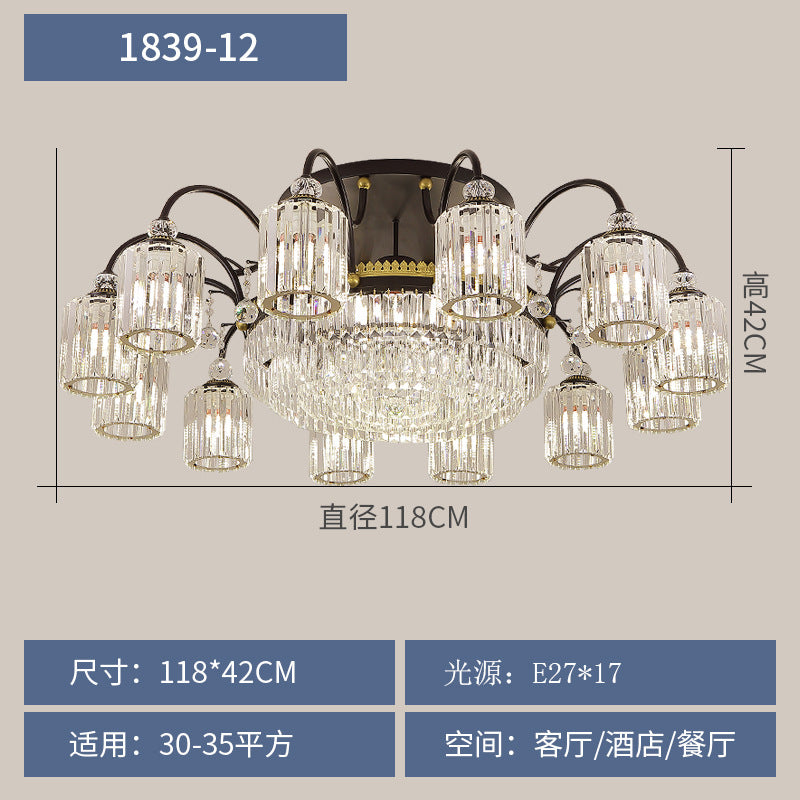 Villa hall main light dining room ceiling light 2025 new high-end crystal light modern light luxury living room chandelier
