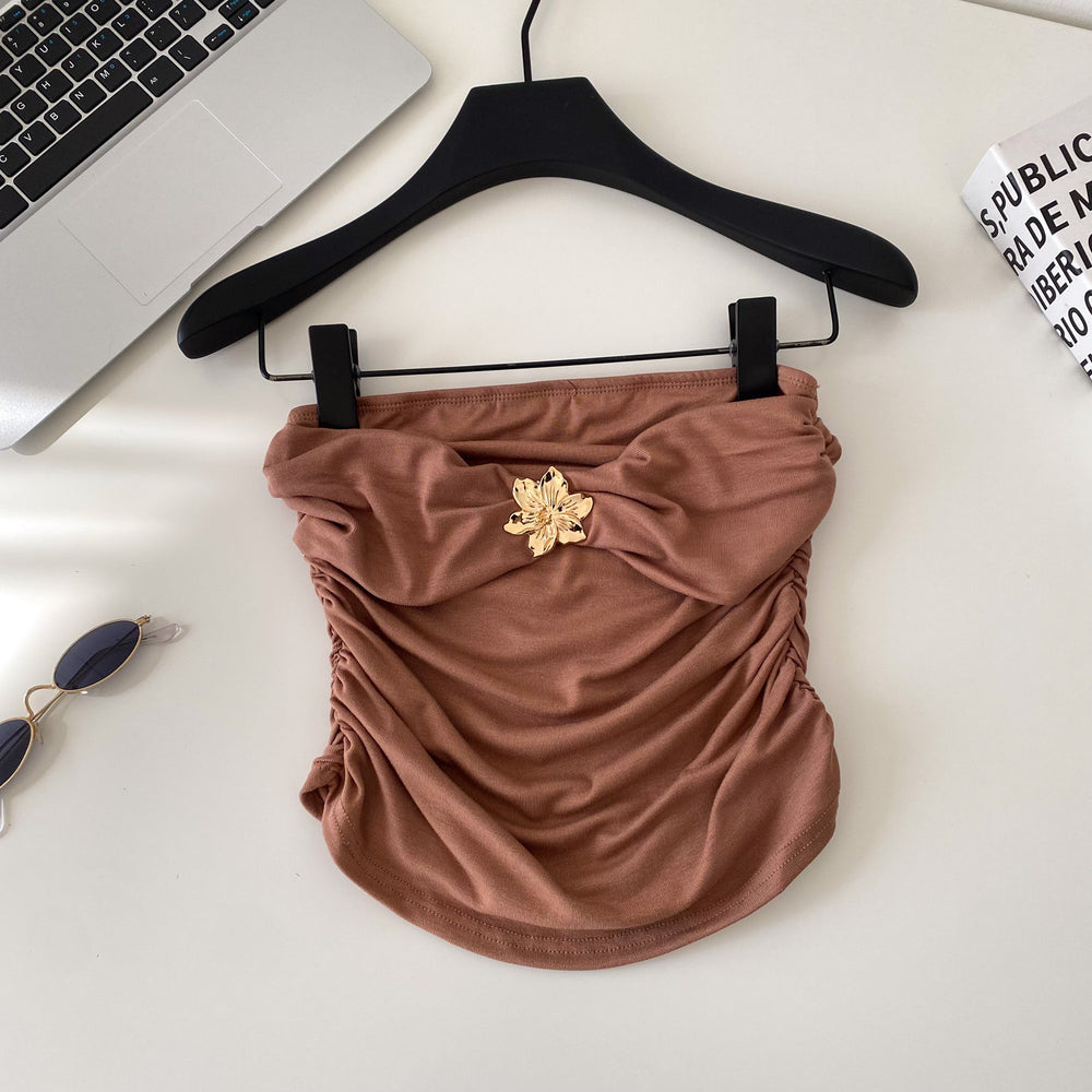 Sense of designniche stylestereo flower age reduction camisole women's pure desire sexy hot girl outwearshortcrop toptops