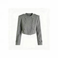 cross-border fashionable and minimalist versatile short chanel-style double-breasted napoleon jacket with round neck
