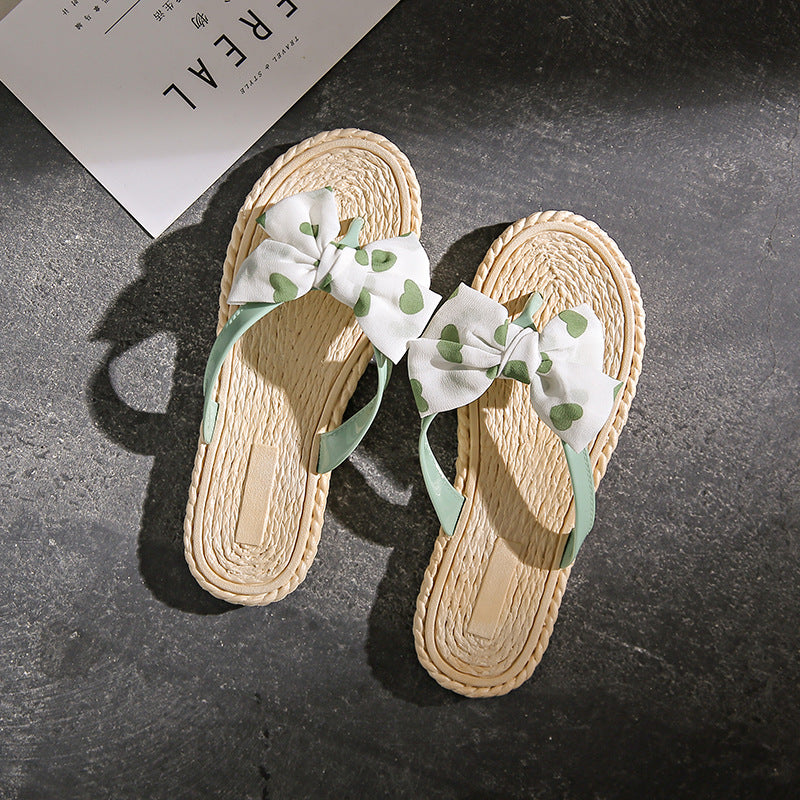 Floral flip-flops women's summer fashion sweet outdoor wear flat beach sandals wet-proof non-slip dorm room slippers