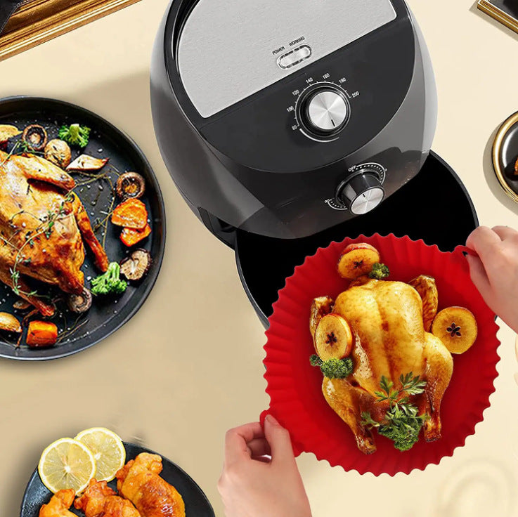 Cross-border foldable air fryer special pad silicone baking tray tray multi-functional silicone barbecue pad high temperature resistance