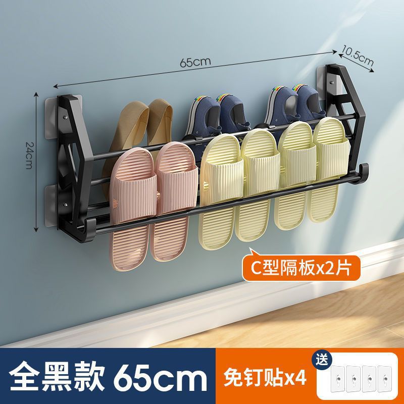 Bathroom wall multi-functional hanging slipper rack bathroom punch-free shoe hanging rack door back slit storage rack wholesale