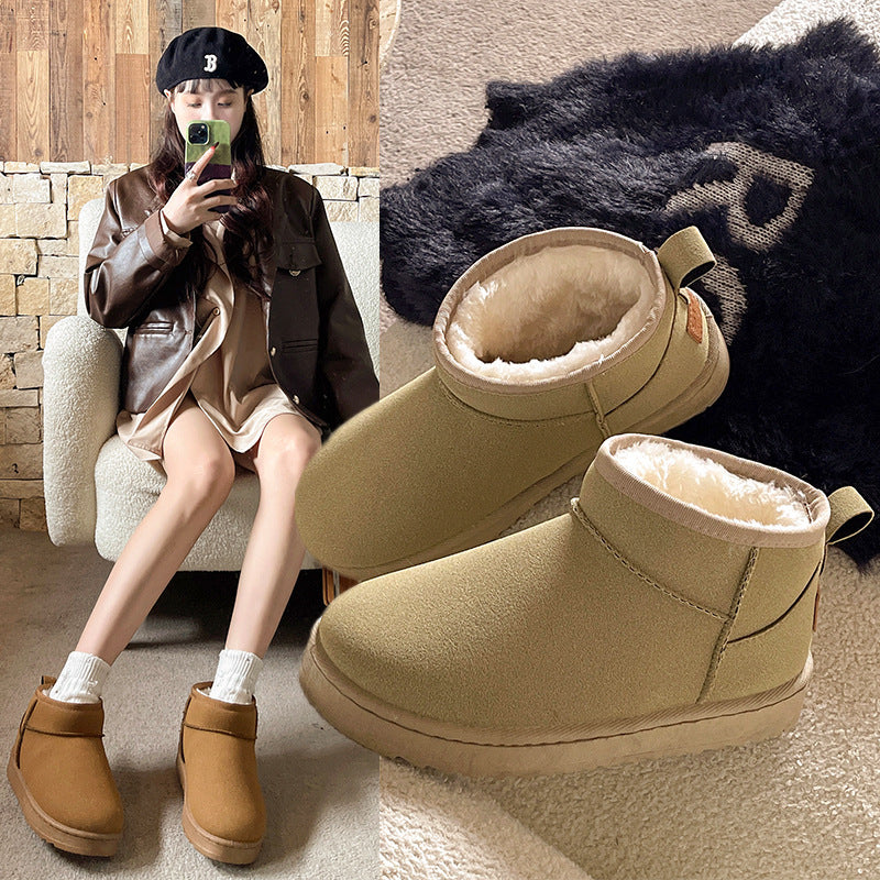 Snow boots plus sizeexportwinternew arrivalflatsshort barrel northeast cotton shoes fleece-linedthickenedheattech snow boots for women