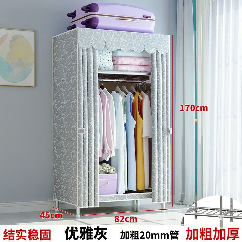 Simple fabric wardrobe rental house steel pipe thickened wardrobe for home bedroom dormitory storage cabinet