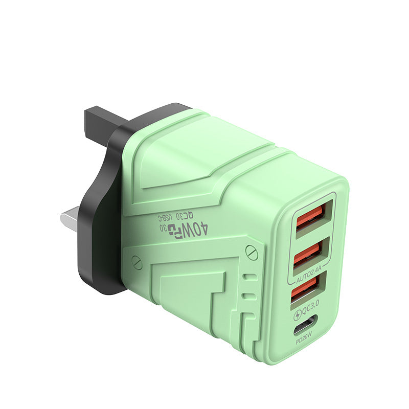 exclusive 3usb+pd mobile phone charger, multi-u port european and american standard british standard four-port fast charging head, new plug