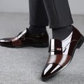 Processed men's glossy leather shoes business casual formal shoes soft bottomnon-slip middle-aged and elderly bean shoes