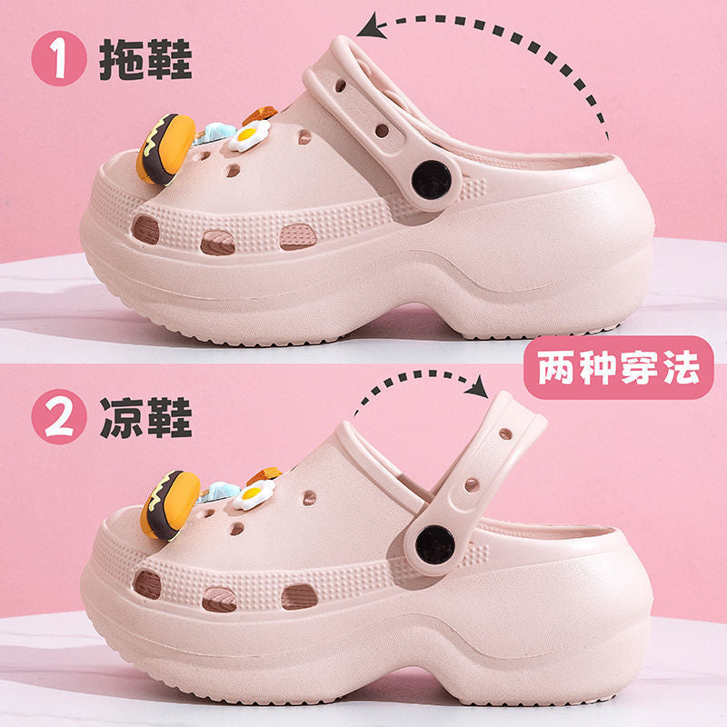2025 new women's platform clogs: height-boosting, non-slip, odor-resistant, closed-toe sandals and slippers for summer outdoor wear