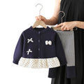 Girls' sweater set - new autumn/winter  collection: little girl's polka dot lace trim cardigan and leggings two-piece set
