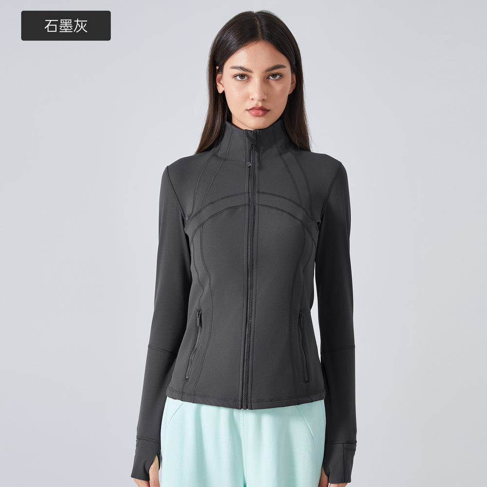 Fall and winternew arrival thin velvet yoga wear topsoutwear women's waist slimming look running heattechlong sleeves fitness wear daw178