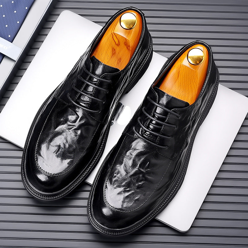 Genuine leather dress shoes for men - new spring collection, british style, business formal, plus size available, full grain leather, groom's wedding shoes