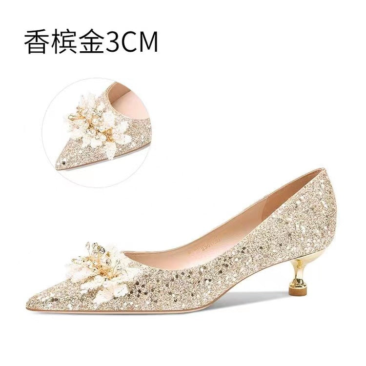 Wedding shoes for women with thick heels 2024 new arrival bridal shoes that are not tiring on the feet flats burgundy high heels xiuhe wedding dress two-wear