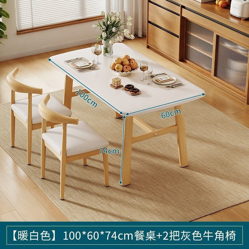Dining table and chair combination small apartment for home rectangular table and chair commercial breakfast shop dining table and chair fast food restaurant iron horn chair