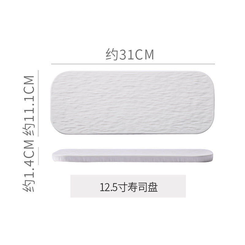Stone-textured round ceramic plate, suitable for western-style steak, high-end cakes, dim sum, sushi, desserts, and pastries