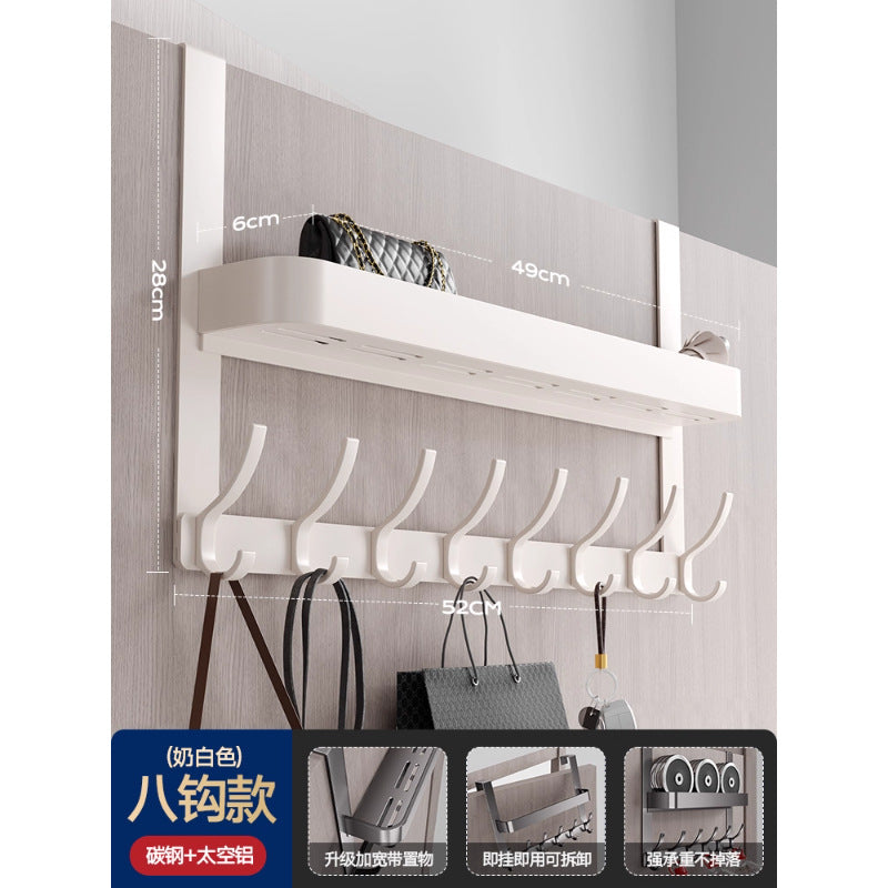 Double-layer clothes hanger behind the door, no need to punch holes, bedroom door hook, door back coat rack, storage rack behind the door
