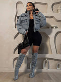 new european and american style international fashion multi-pocket denim cotton jacket