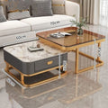 Accessible luxury coffee table living room for home modern casual small apartment popular square glass slate tv cabinet combination coffee table