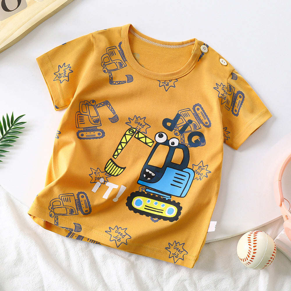 Kids' short-sleeve pure cotton summer new arrivals : boys' t-shirts, baby cartoon girls' short-sleeve korean style tops, children's clothing