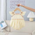 Newborn baby summer romper with flutter sleeves - stylish and trendy bodysuit for 100-day celebration and crawling